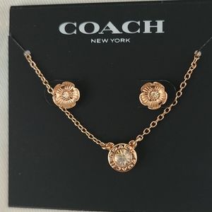 NIB Coach Tea Rose Necklace & Earrings
